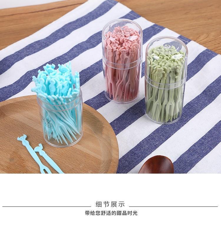 厂家直销水果签一次性水果叉套装塑料两齿家用吃水果蛋糕甜品叉点心小叉子详情7