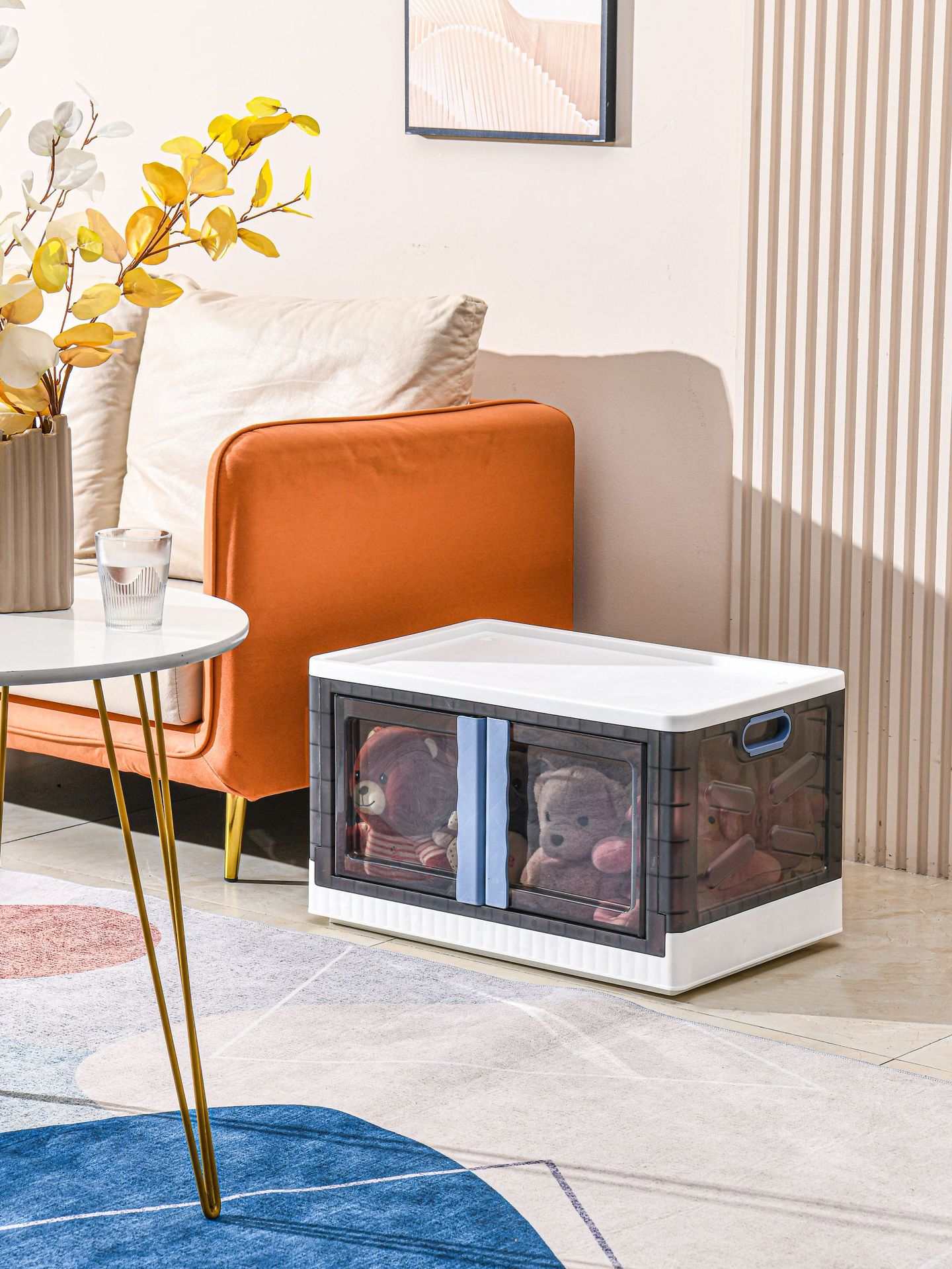 Household plastic wardrobe, foldable, transparent, large-capacity storage box for clothes, quilts and other items 0753 pic 2