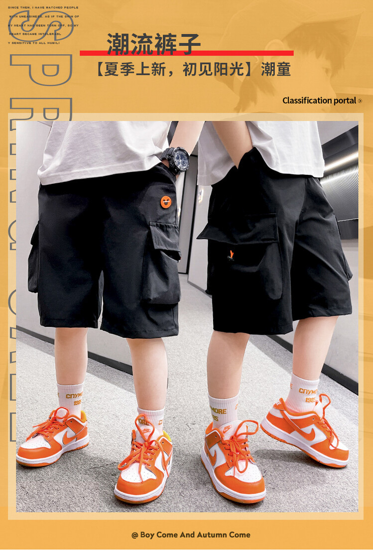The 2022 new summer loose and stylish cotton capri shorts for boys are a trend of casual summer pants for middle-aged children pic 83