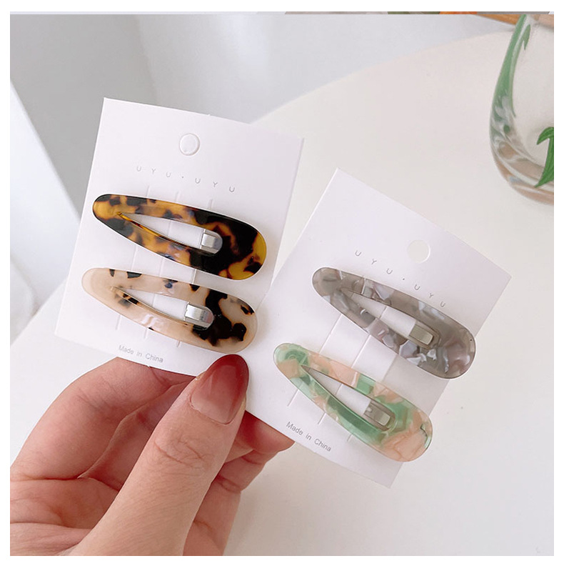 The popular minimalist acetate board BB clip, the girl side bangs clip, and the floral tortoiseshell hollowed-out teardrop hair clip pic 10