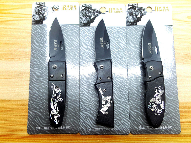 Boston outdoor folding knife, stainless steel fruit knife, portable folding camping knife, supermarket premium knife, military knife card pic 40