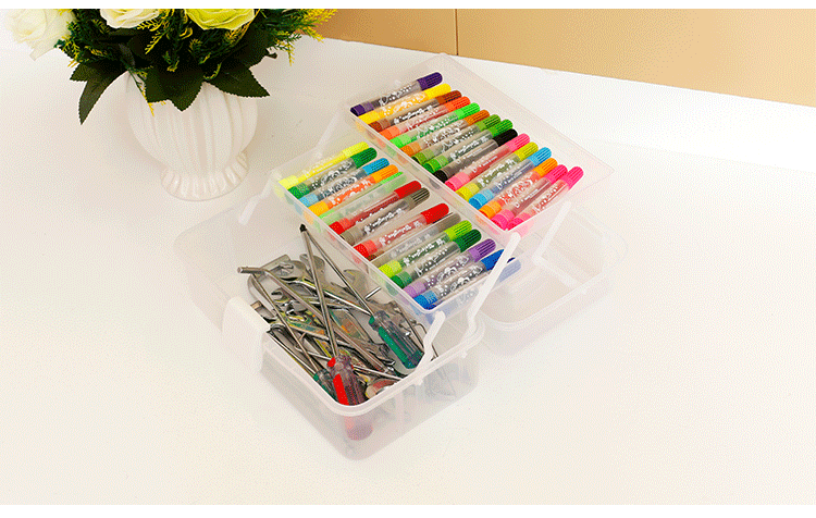 Portable three-layer multi-functional storage box, portable lacquer Guka plastic storage and organization box, medicine box pic 13