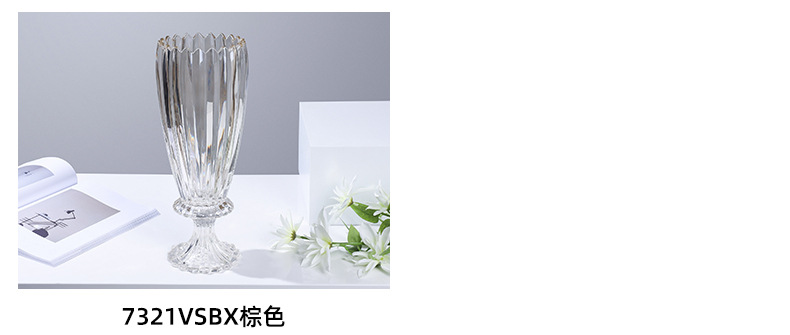 现代ins简约轻奢欧式桌面玻璃花瓶透明高脚客厅百合水培鲜花摆件详情11