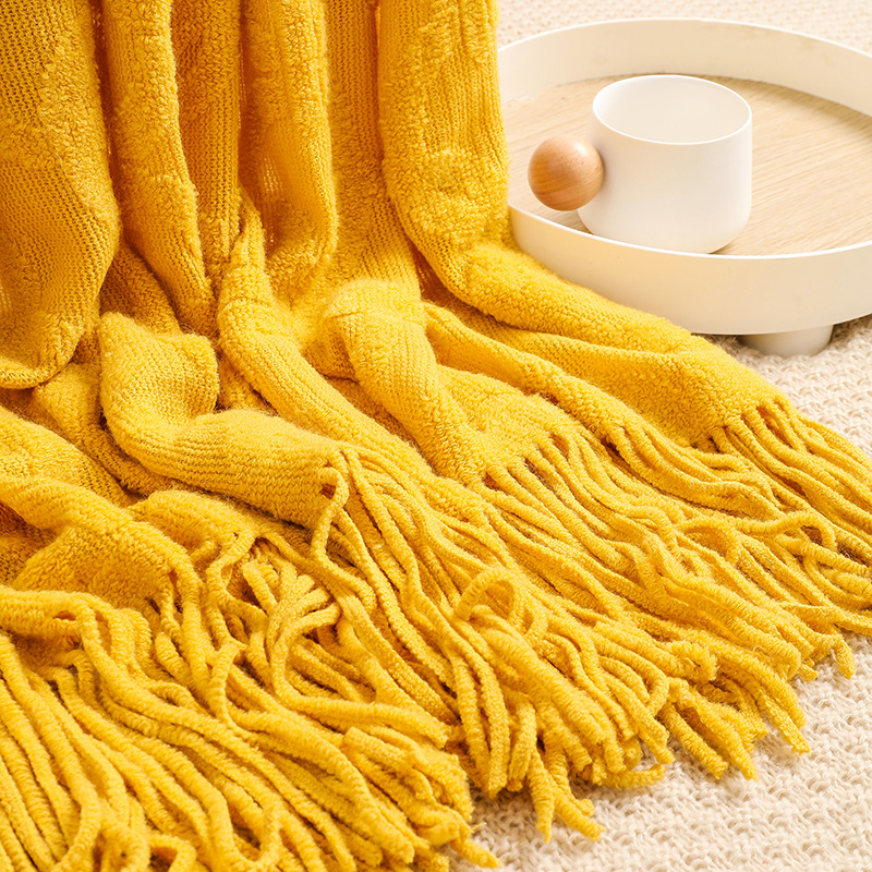 Sofa blanket, cover blanket, knitted blanket, office nap blanket, jacquard loop small blanket, American-style lap blanket, thread blanket pic 21