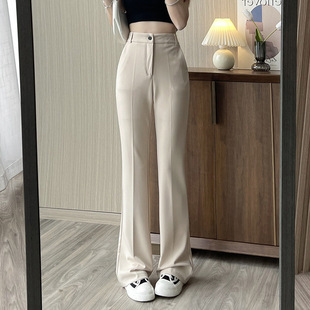 Ice silk wide-leg pants for women, long pants with a drooping effect, summer petite high-waisted slimming casual pants, loose straight-leg pants pic 5