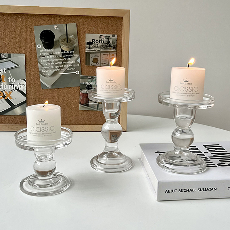 ins Roman column glass candlestick, French retro decorative item, romantic candlelight dinner decoration, photo prop pic 5