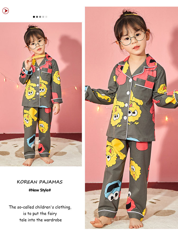 儿童睡衣女孩春夏长袖翻领牛奶丝套装开衫宝宝卡通外贸男童家居服详情41