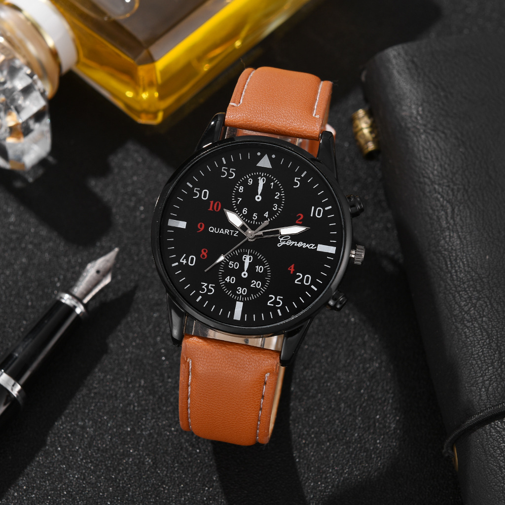 欧美跨境外贸热销男士百搭时尚手表套装商务两眼手表腕表支持定制详情8