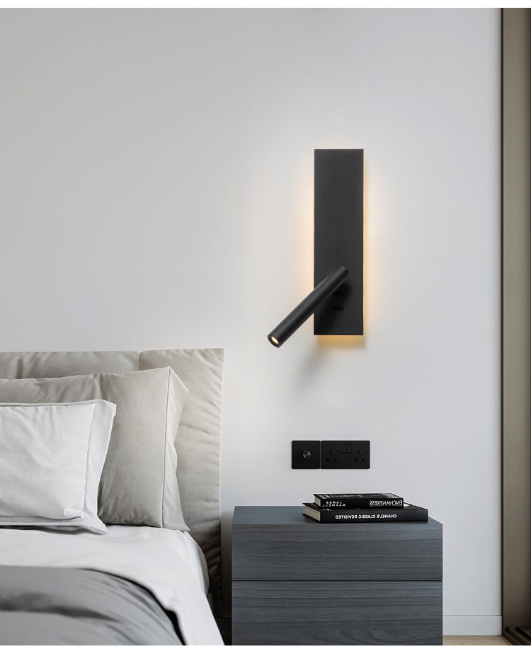 Bedside lamp, wall lamp, bedroom creative with switch, long strip rotating, minimalist reading lamp, hotel living room TV, wall lamp pic 7