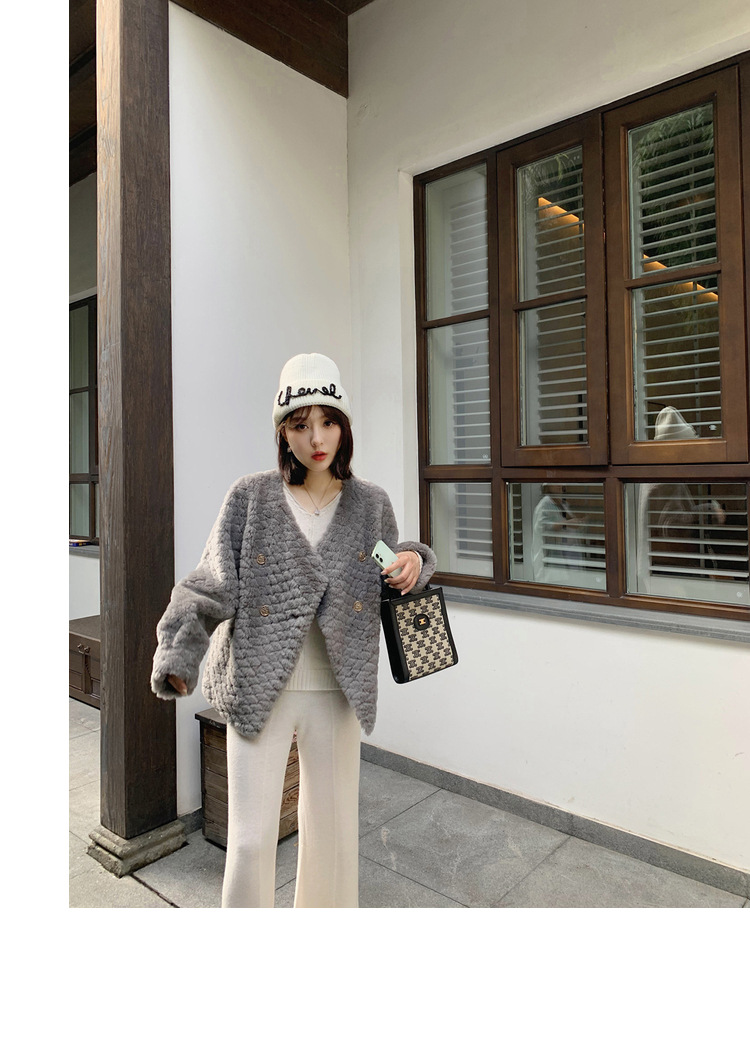 冬季新年羊羔毛皮草短款女网红羊剪绒布加迪全羊毛年轻短外套详情58