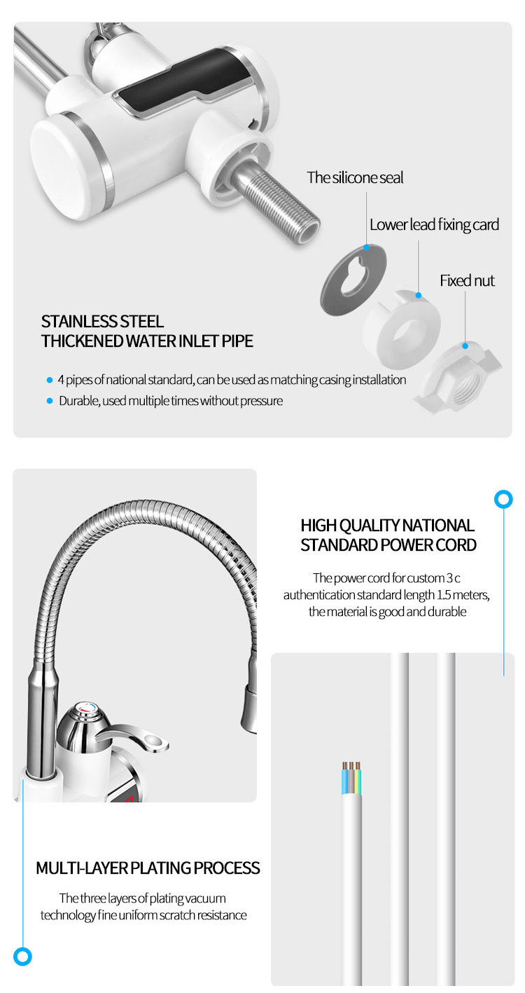 Factory direct sales of smart electric water faucet, instant heating type, rapid heating, digital display electric water heater faucet pic 38