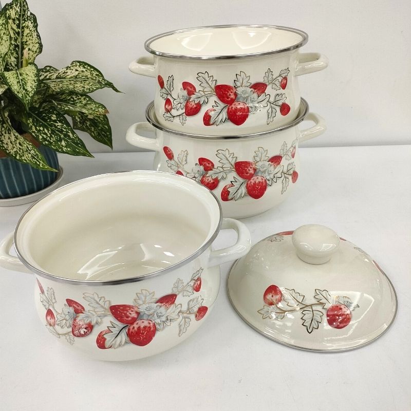 811D three-piece set, thickened and raised anti-overflow enamel pot, 20-24cm soup pot pic 2