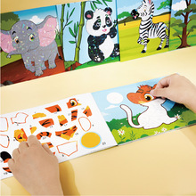 跨境亚马逊儿童贴纸书3-6岁手工diy恐龙拼图贴画书早教玩具贴纸本详情4