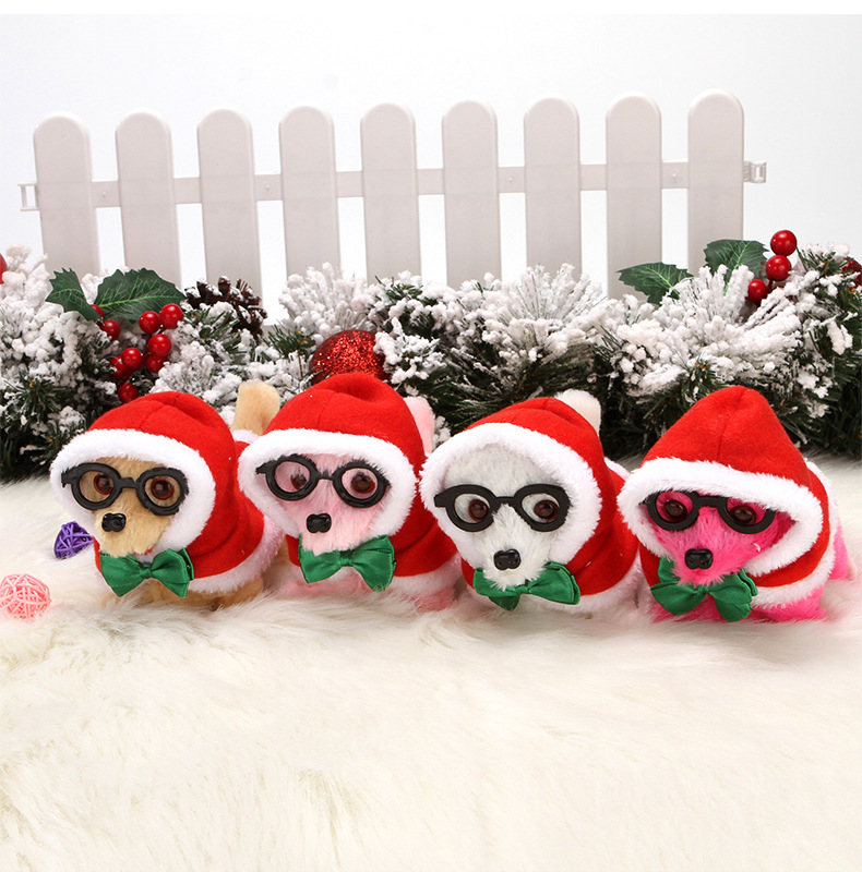 Plush electric glasses dog can walk and bark. Boys and girls, Christmas clothes, independent station, electric puppy, robot dog, cross-border pic 21