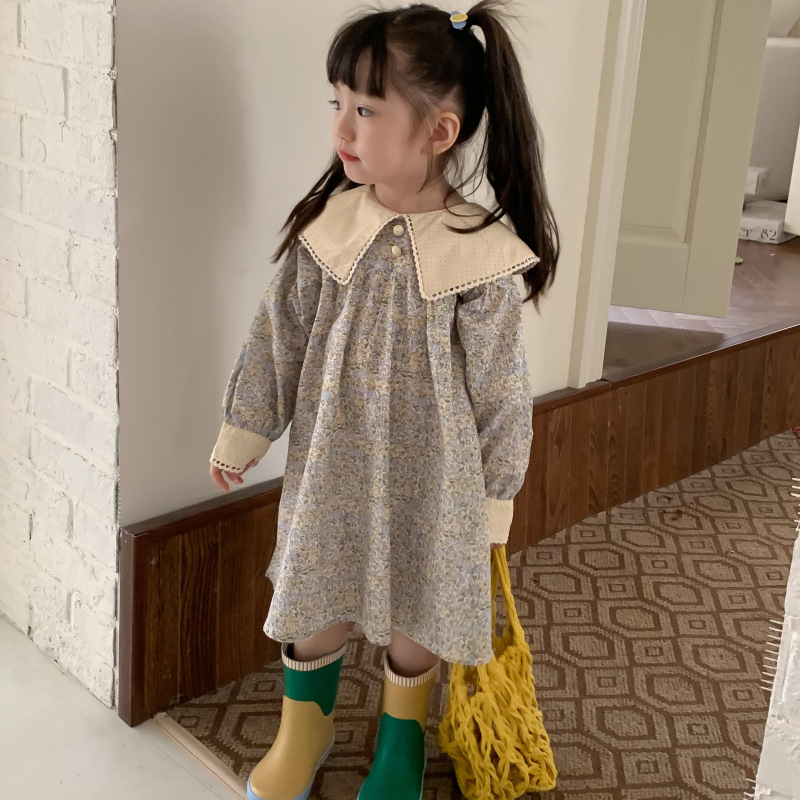 韩国童装女童碎花连衣裙春装洋气儿童娃娃领气质宝宝甜美公主裙子详情18