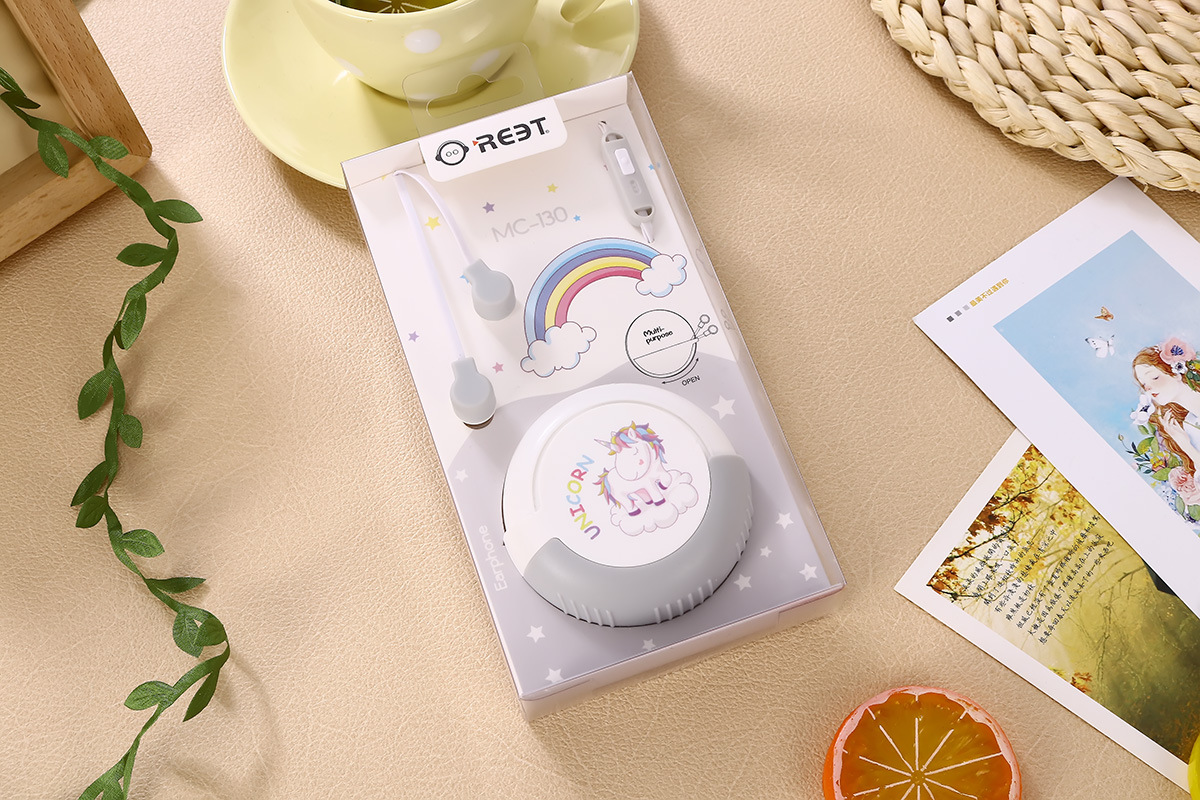 The cute student cartoon in-ear wired headphones with a high level of appearance and a storage case support KTV call answering buttons pic 26