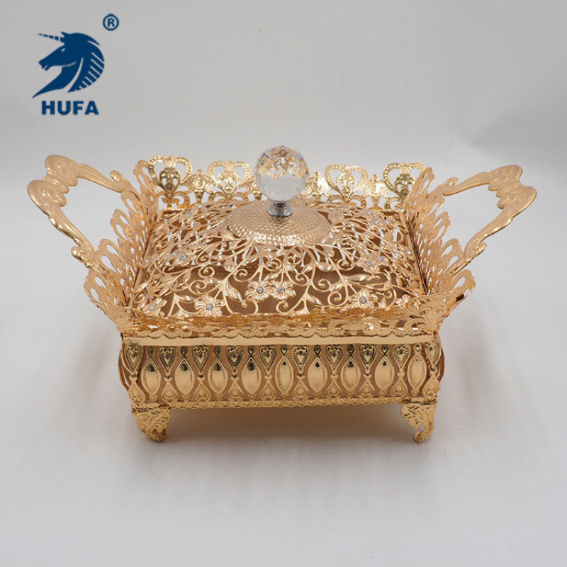2018 new European-style golden square Saudi Arabian fruit plate, chocolate plate and dried fruit plate pic 4