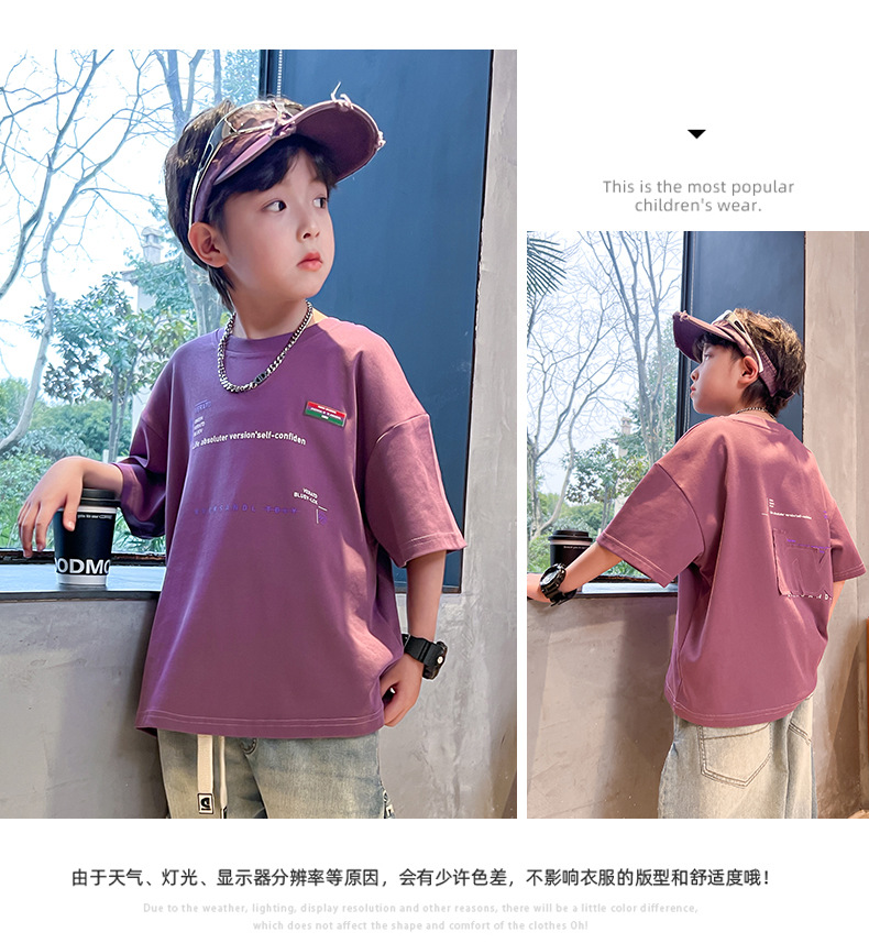 男童短袖T恤夏装2024新款儿童夏季纯棉上衣男孩中大童原创半袖潮t详情27