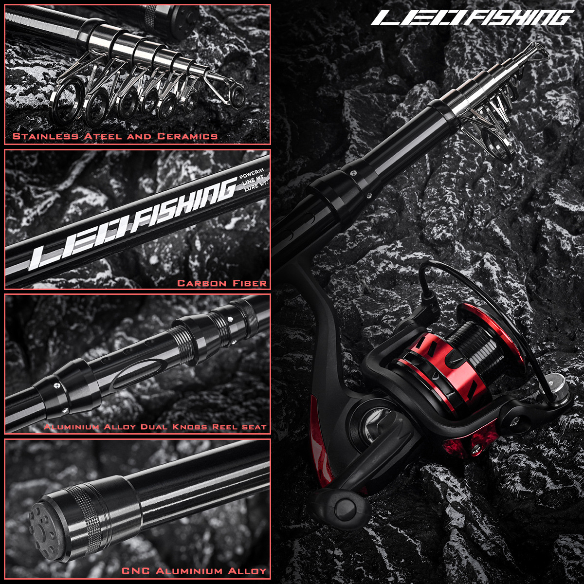 28170 LEO/ Leou [RU Black Short Section Sea Rod] Retracted Lue Rod sea fishing gear wholesale Cross-border pic 6