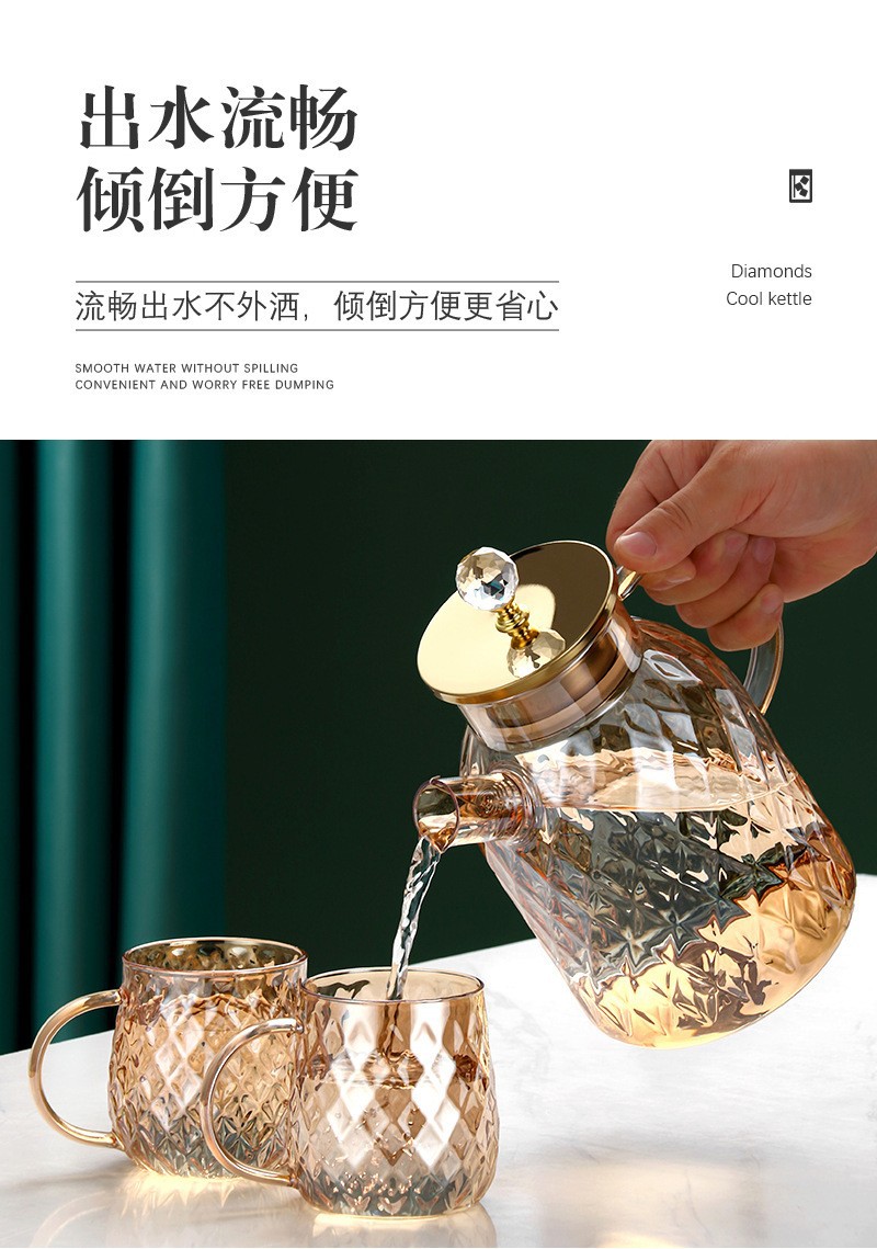 高硼硅玻璃杯子琥珀凉水壶家用大容量泡茶壶凉白开冷水壶茶壶套装详情8