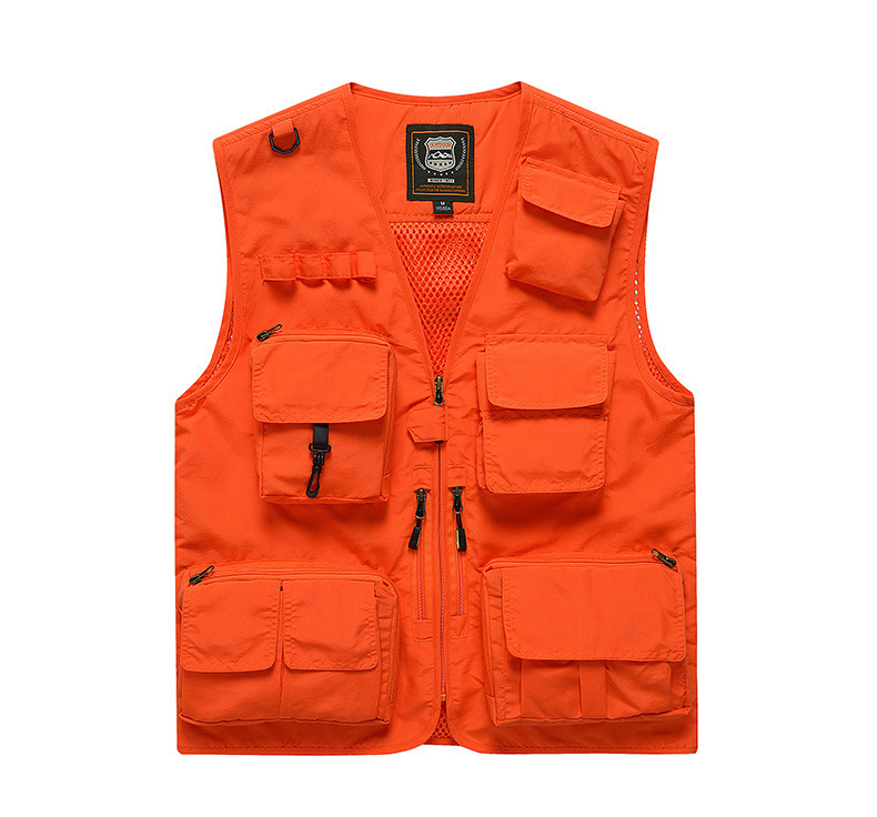 工装跨境透气坎肩马甲定制男士摄影多口袋钓鱼安全反光背心印logo详情13