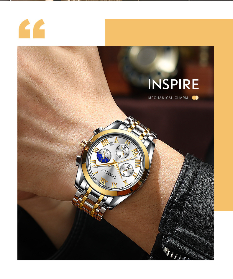 抖音快手爆款男士手表防水夜光石英表简约时尚商务钢带手表男批发详情15