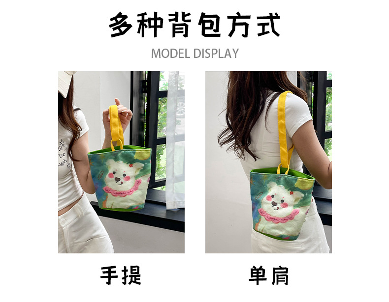 Pintura al óleo viento bolsa de mano linda impresión de un hombro bolsa portátil exterior cartoon student canvas bag al por mayor pic 11