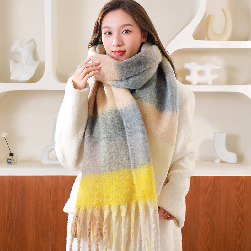 圈圈纱彩色AC格子围巾女冬季加厚保暖仿马海毛粗须仿羊绒披肩外贸详情22