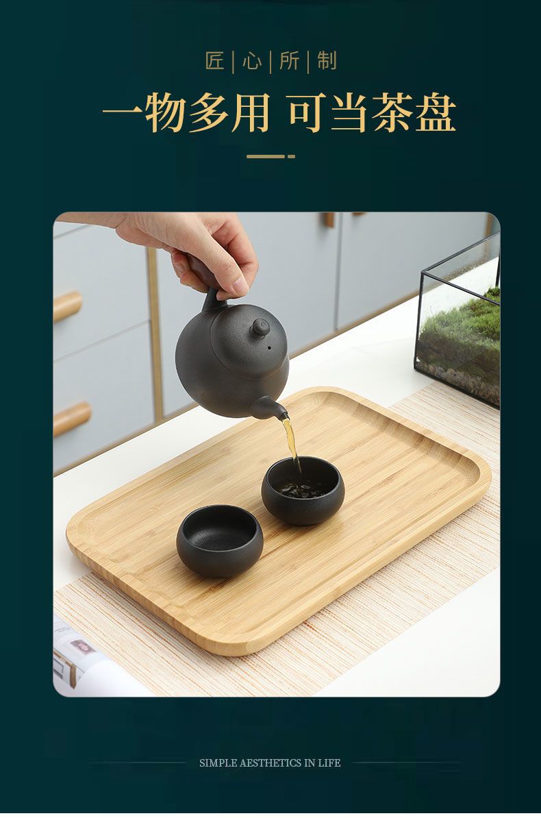 日式全竹托盘家用干泡盘圆形披萨烧烤餐盘木质糕点盘正方形水杯盘详情6