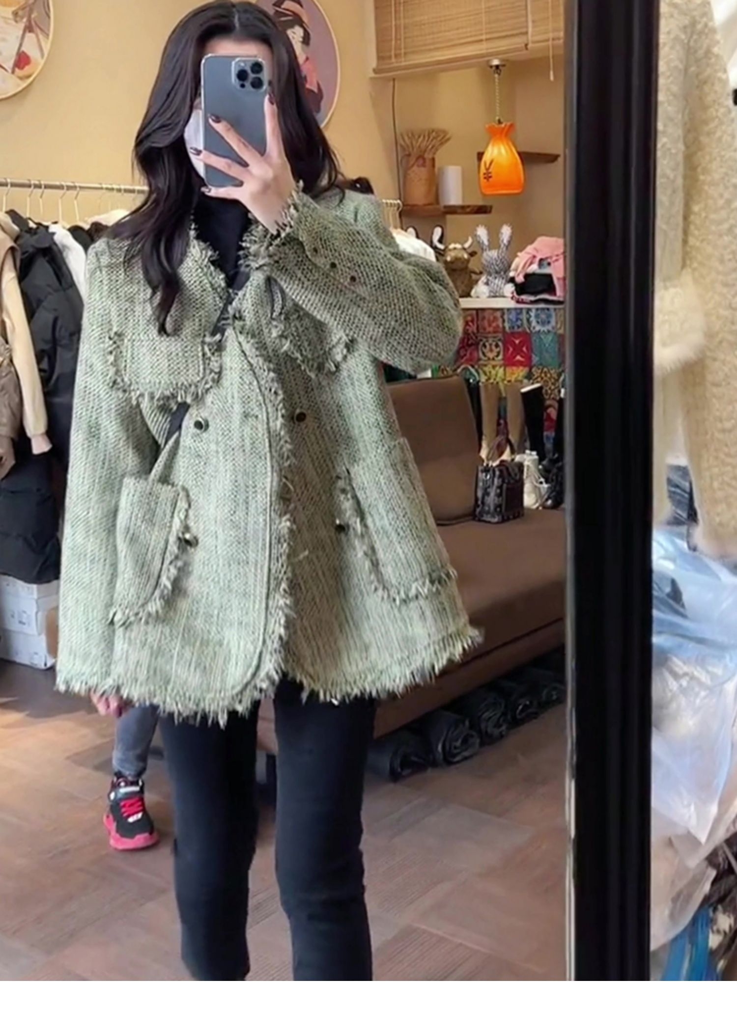 A new Korean-style loose tassel and small Chanel fringed thickened coat for women in the autumn and winter of 2023 pic 14