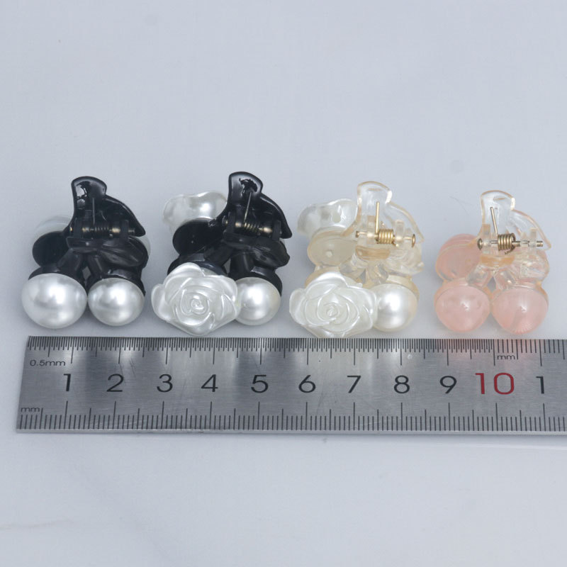 新款diy奶油胶手工发夹饰品配件黑色迷你几何小抓夹珍珠刘海夹详情5