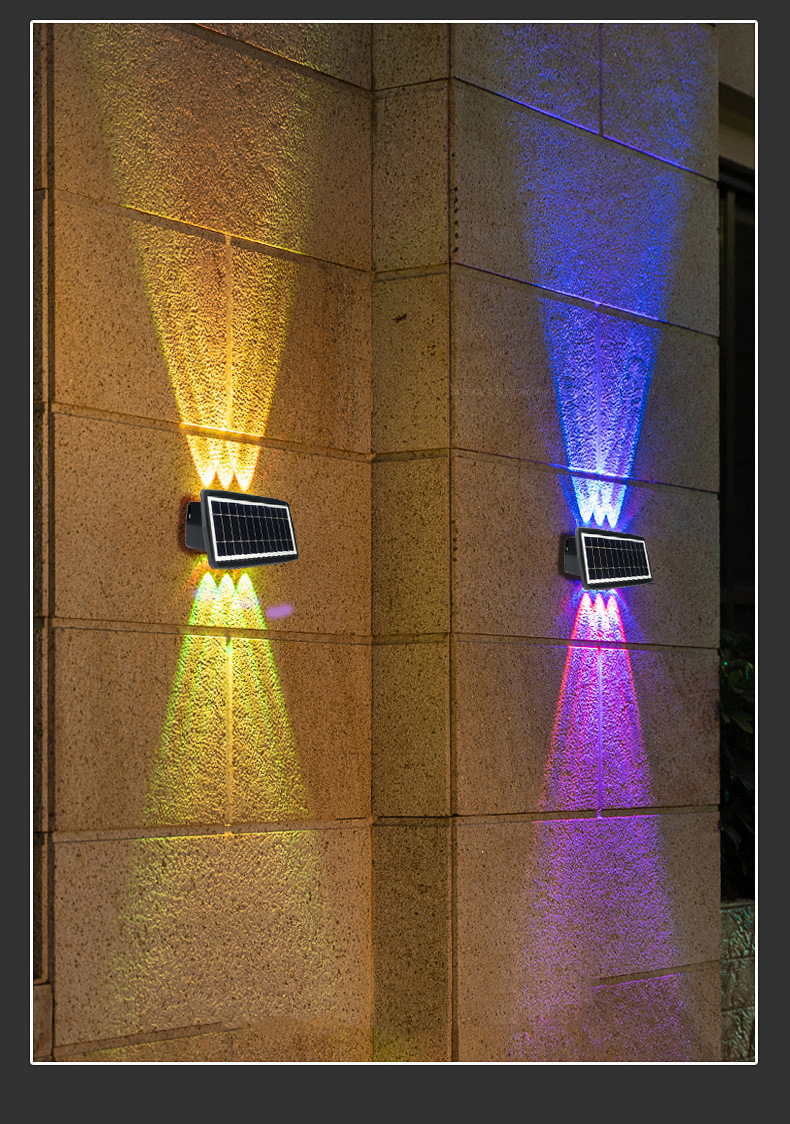 跨境新款壁灯上下发光户外庭院景观别墅家用装饰氛围太阳能洗墙灯详情13