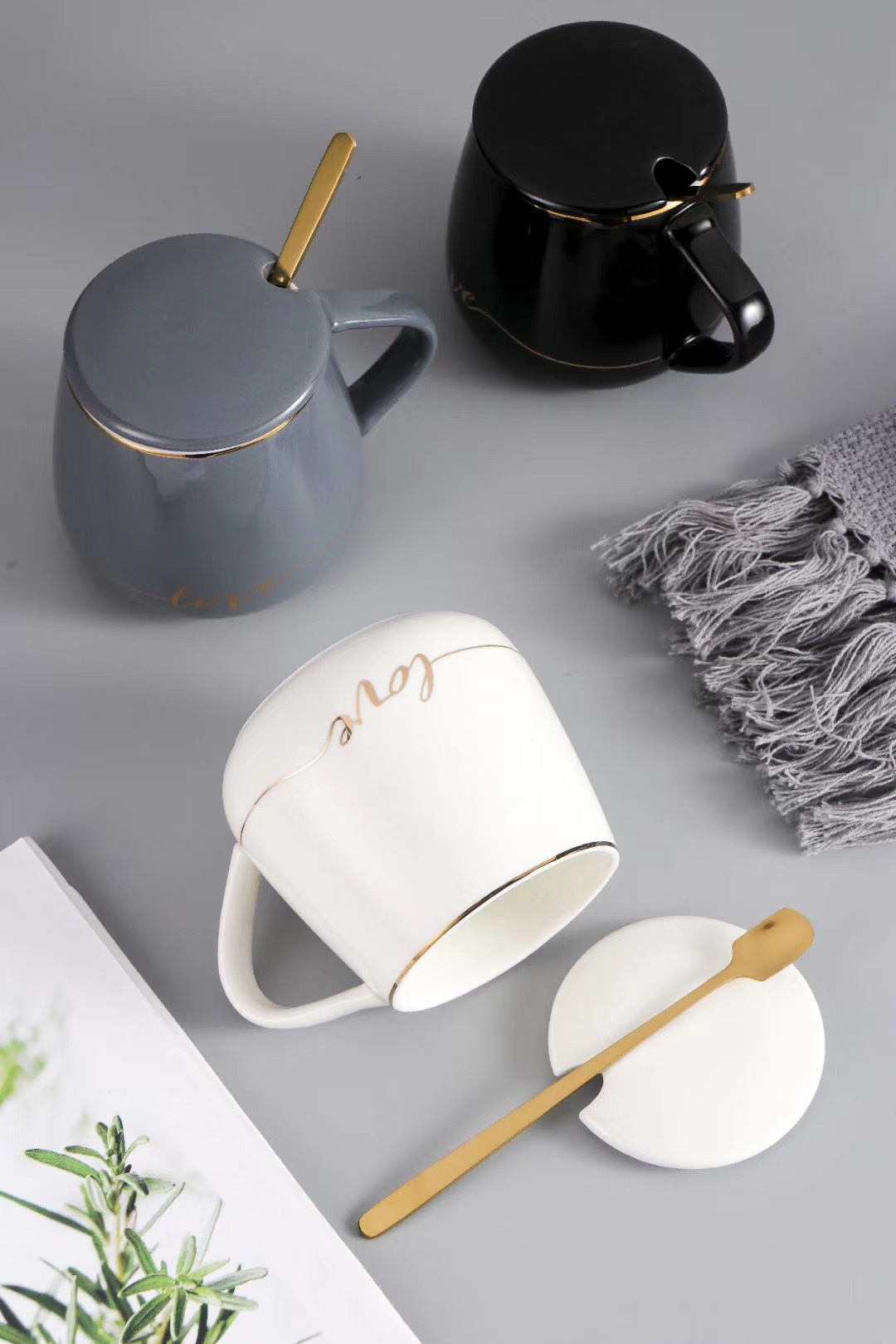 来样定制陶瓷杯简约英文情侣杯色釉礼品杯可刻字马克杯现货批发详情2