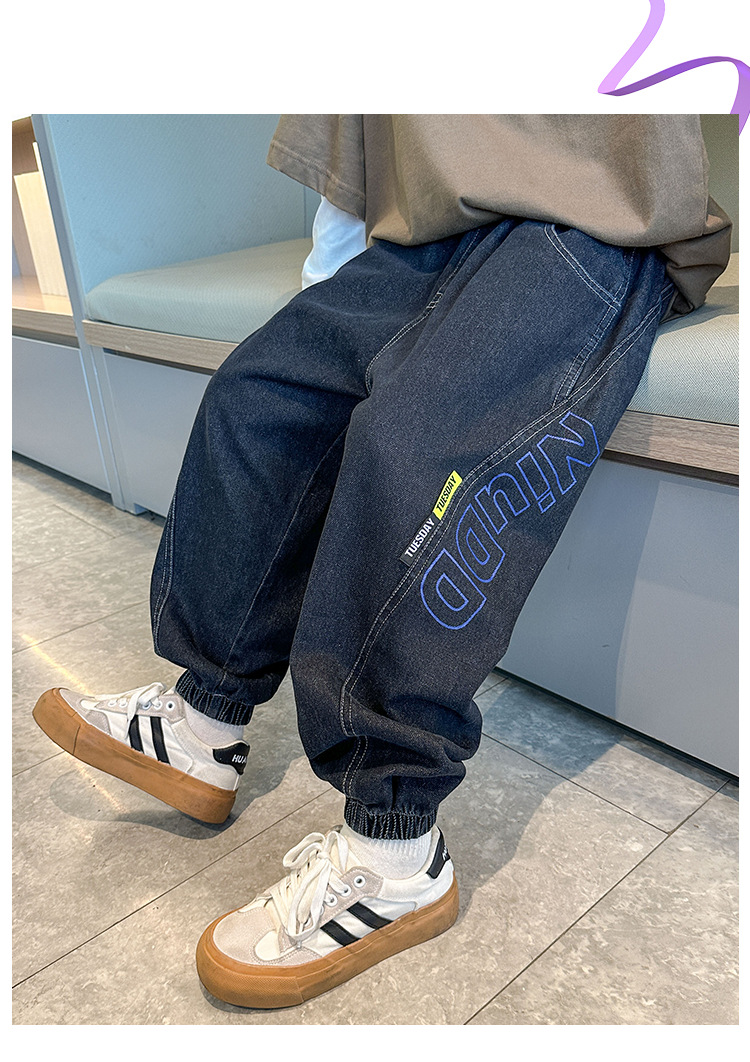 童装男童秋装裤子春秋款2023新款儿童牛仔裤秋季中大童休闲长裤潮详情18