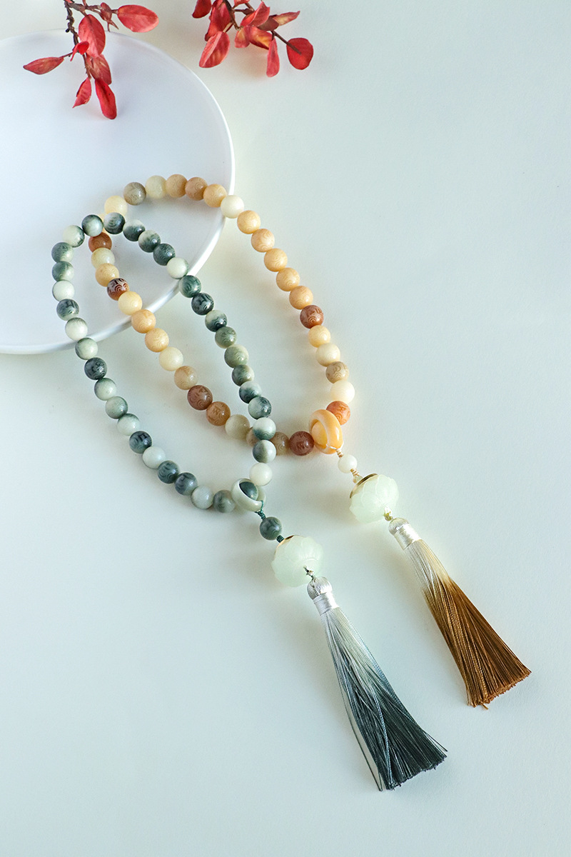 国潮手持菩提莲花串珠双圈手链男女款国风文玩佛珠流苏手串手饰批发详情34