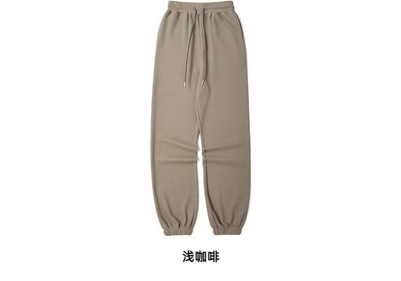 2023新款春秋浅咖啡美式风华夫格高端卫裤宽松休闲束脚运动裤女潮详情7