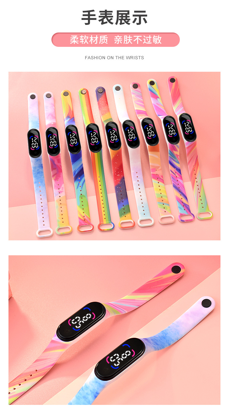 Xiaomi 6LED Touch Screen waterproof Electronic Watch for Girls with printed sports, junior high school student electronic watch pic 11