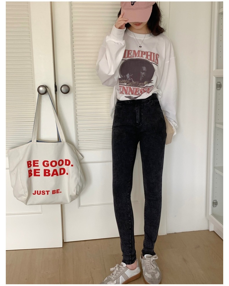 黑色打底小黑裤女秋季外穿2023新款紧身铅笔春秋魔术裤小脚牛仔裤详情24