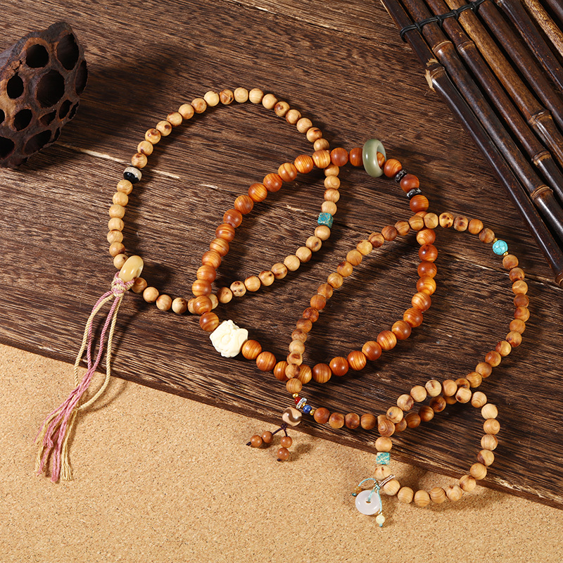 Taihang Cliff cypress tumor scar material round bead bracelet, aged high-oil old material, hand-held Buddhist bead bracelet, Bodhi single and double circle cultural play pic 3