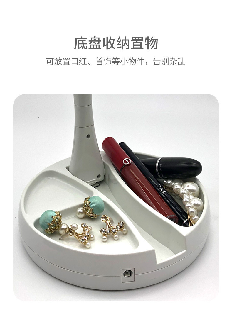 Double-sided led makeup mirror with light, desktop folding dressing mirror, portable supplementary lighting beauty mirror for student dormitories pic 14