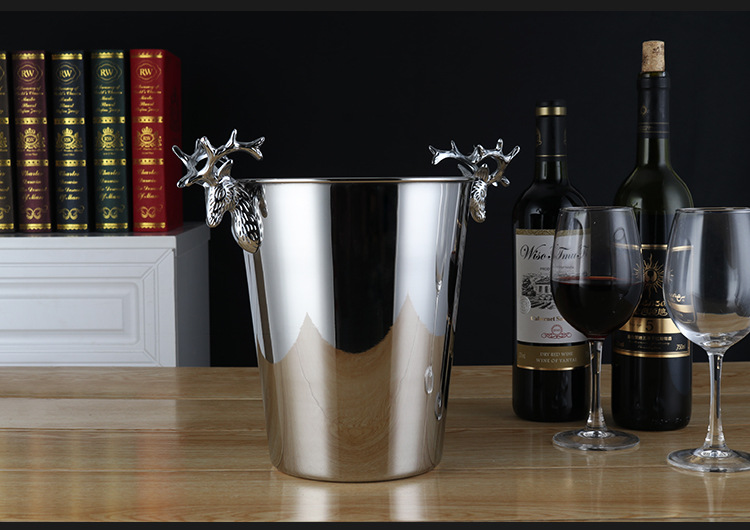 Creative antler stainless steel ice bucket, ice cube bucket, ice granule bucket, champagne bucket, beer and wine bucket for merchants pic 12