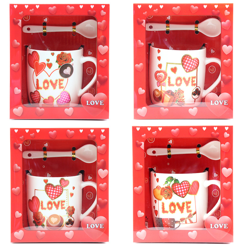Creative and personalized LOVE letter export Valentine's Day ceramic coffee cup set, home children's small water cup, Qixi Festival gift, couple gift, factory direct supply, supports multiple languages, supports guest logo pic 10