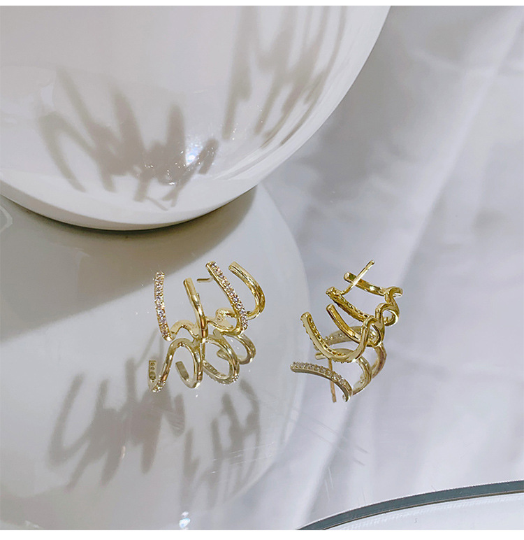 新品耳环小众设计感网红耳饰女防过敏925银针时尚四爪耳钉详情34