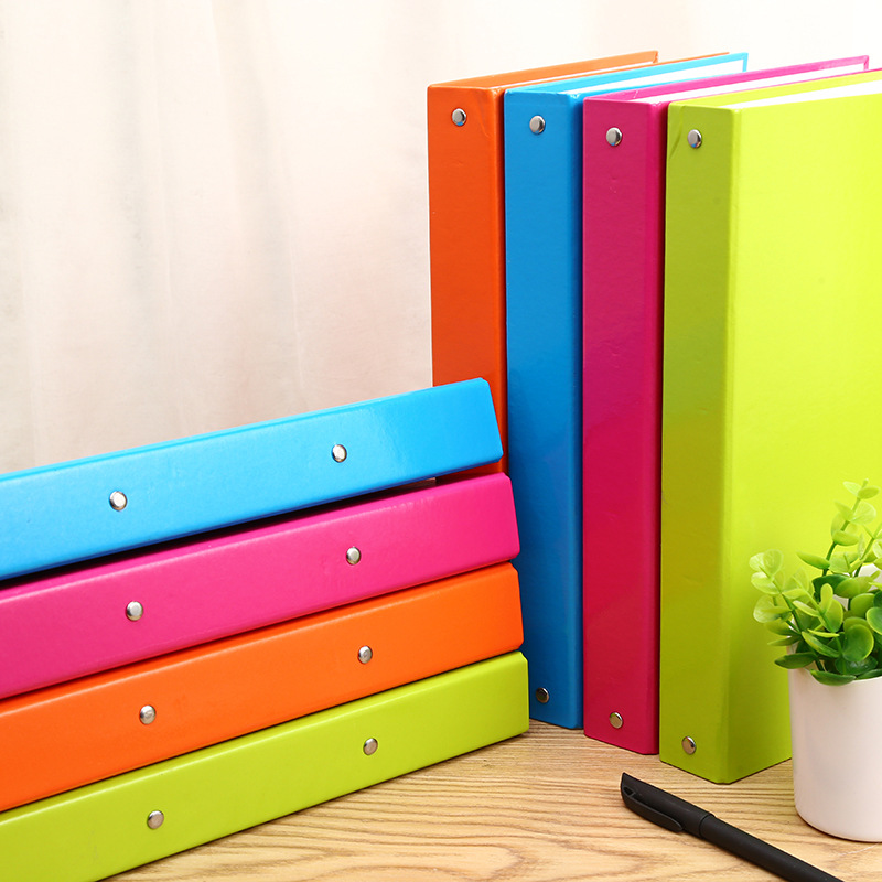 Solid-color single-hole loose-leaf binders, booklets, punched loose-leaf binders, simple storage folders, office supplies pic 12