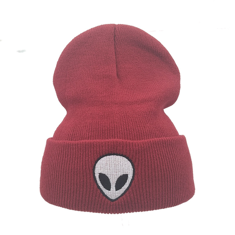 Amazon European-style alien embroidery street knitted hat, autumn and winter outdoor ghost head warm woolen hat pic 15