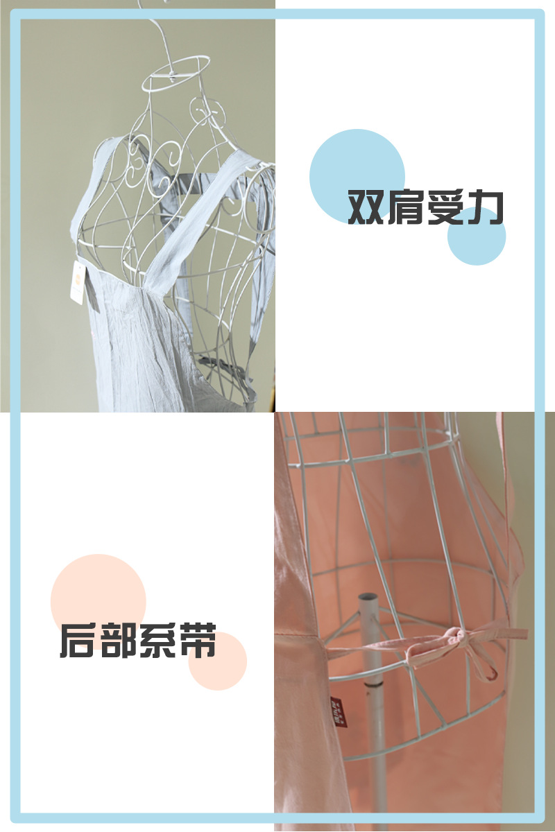 卡通动物双层防水布艺围裙 康乐屋全棉口袋家用无袖女围裙批发详情7