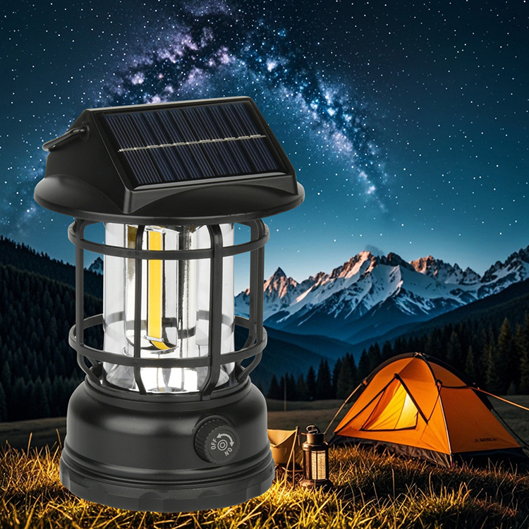 The solar-powered portable camping lamp can be charged by solar energy pic 1