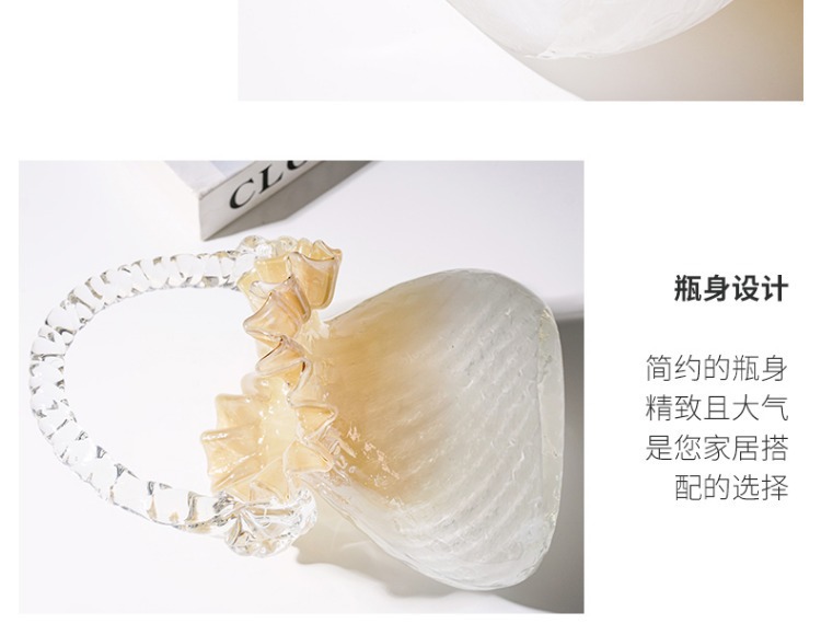 High-end, exquisite and light luxury glass handbags, vases, glass flower baskets, living room home soft decoration, flower arrangement ornaments pic 9