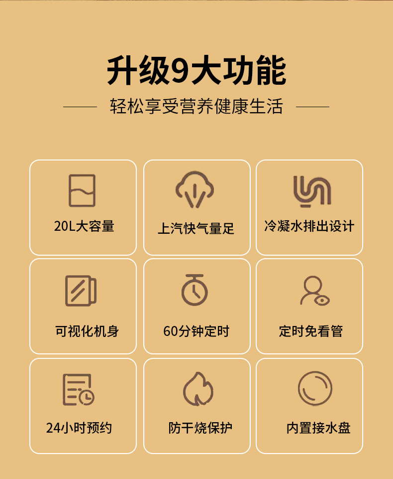 Three-layer electric steamer, transparent steam pot, time-scheduled steaming, boiling and stewing integrated breakfast machine, large-capacity electric steamer pic 7