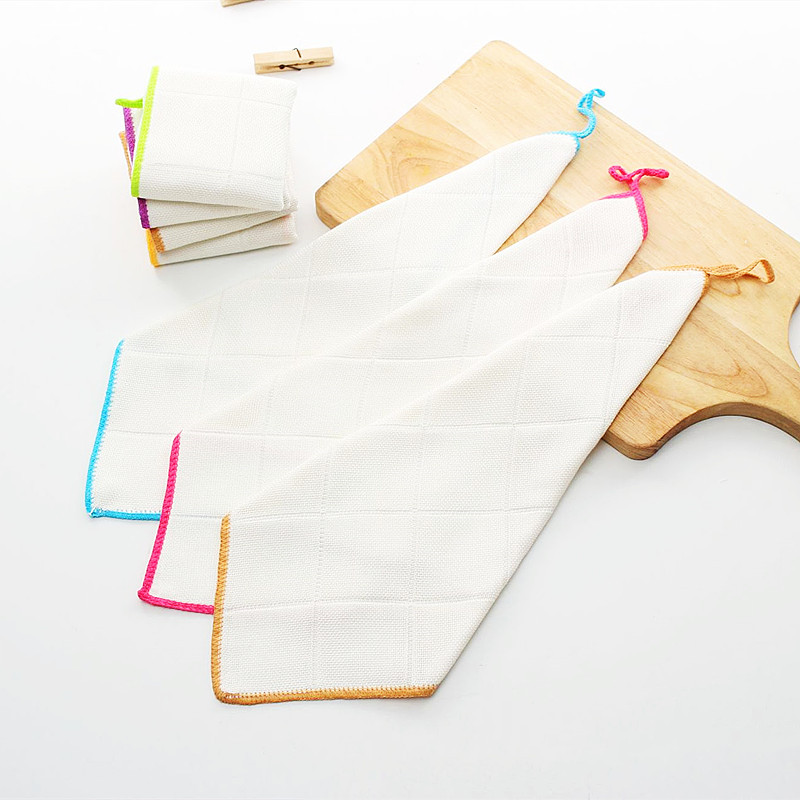 Wholesale household kitchen dishcloths that do not stick to oil and are easy to clean, with thickened strands, gauze, and wood fiber for washing dishes pic 3